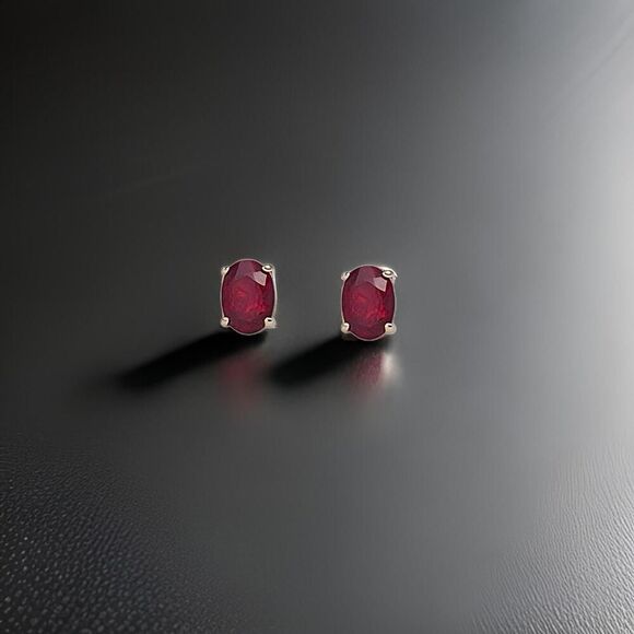 Natural Ruby Stud Earrings 14k Yellow Gold 2 TCW Certified $1,290 311044 - Picture 6 of 14